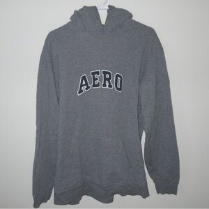 Grey aero hoodie with navy blue embroidered logo! #oversized #retrovibe